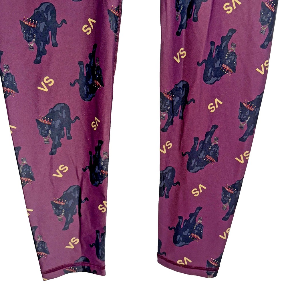 Victoria Sport Panther Print High Rise Leggings Pink Purple Gold Womens M - Picture 4 of 12